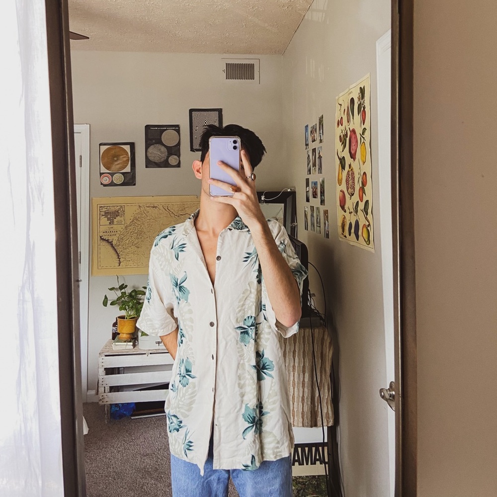 tan hawaiian shirt